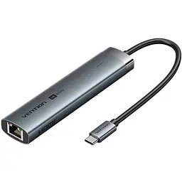 Док-станція USB3.2 Type-C --> HDMI 60Hz/USB 3.0x2/RJ45/PD 100W Hub 6-in-1 Vention