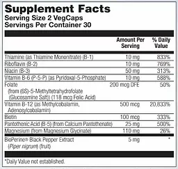 Магній та вітаміни B від стресу, Stress B Magnesium Glycinate - 60 vcaps - мініатюра 2