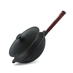 Сковорода Brizoll Wok чавунна з дерев'яною ручкою 26 см (W26HP2-1) - мініатюра 2