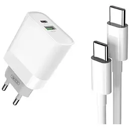 Зарядний пристрій XO L64 PD Power Adapter 20W/1 USB 1 USB-C + Type-C fast cable White - мініатюра 3