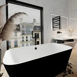 Ванна окремостояча матова Amidicon Atlant 160x75 чорна з литого каменю ATLANT_160_BLACK_MAT, Чорний матовий - мініатюра 5