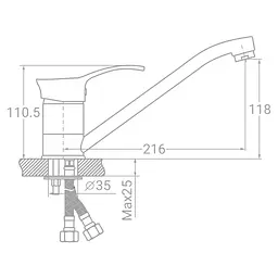 Змішувач для кухні TAU SE-2B245C 9807130 - мініатюра 2
