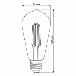 LED лампа VIDEX Filament ST64FAD 6W E27 2200K дімерна бронза - мініатюра 4