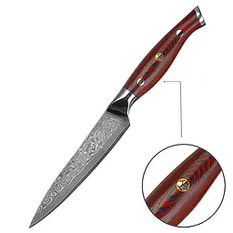 Ніж універсальний Damascus DK-FK 1007 VG-10 дамаська сталь 67 шарів лезо 12 см - мініатюра 5