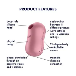 Вакуумний стимулятор клітора з вібрацією Satisfyer Cotton рожевий - мініатюра 8