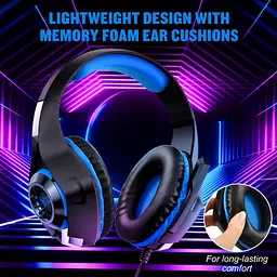 Ігрова гарнітура Kotion Each GS400 з мікрофоном і LED-підсвічуванням для ПК, PS4 та PS5 (Чорно-синій) - мініатюра 4