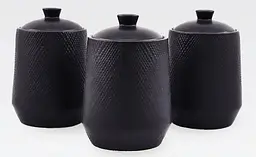 Набір із 3-х керамічних баночок Maestro MR-20002-03CS ємності для сипучих продуктів Чорні