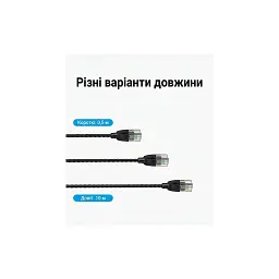Патч-корд 0.5м, UTP cat 6A RJ-45 slim black Vention (IBIBD) - мініатюра 11
