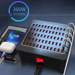 Зарядна станція ILEPO багатопортова на 60 USB портів 300 Вт / мережевий мультизарядний пристрій (19016) - мініатюра 7