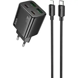 МЗП Hoco N56 Fundador PD30W four-port (2USB-A/2C) + кабель Type-C to Lightning Black