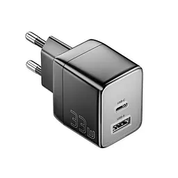 Мережевий зарядний пристрій EssagerECT33W Gan 1USB 1T-C 33W чорний