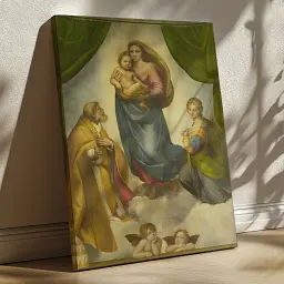 Інтер'єрна картина Сікстинська Мадонна, Рафаель, Raphael, Sistine Madonna, релігійний декор, 80×60 см (id6652)