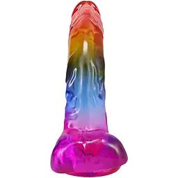 Фалоімітатор Doc Johnson Crystal Jellies 24 см Rainbow - мініатюра 3