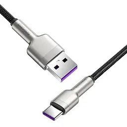 Кабель Baseus Cafule Metal Cable USB to Type-C 40W 4A 1m CATJK-A01 Black - мініатюра 4