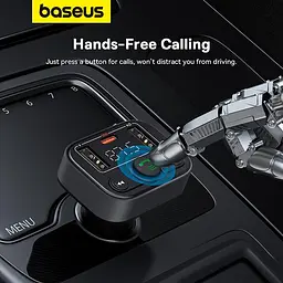 Адаптер автомобільний Baseus S-09 Lite Series Car FM Transmitter Cluster |2USB/1Type-c, PD/18W| - мініатюра 3