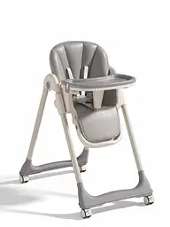 Стільчик для годування 2в1 BabyChair трансформер з регульованою спинкою та столиком, шезлонг, колеса, складаний, Сірий