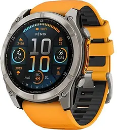 Garmin Fenix 8 51mm AMOLED Sapphire Titanium w. Spark Orange/Graphite Silicone Band (010-02905-10/11/53) *