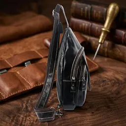 Сумка чоловіча на плечі 14760 Vintage чорна - мініатюра 4