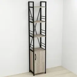 Етажерка 4/34 Ferrum-decor Серії Конект із тумбою 179x34x28 Чорний ДСП Сонома Трюфель (FRD-104467)
