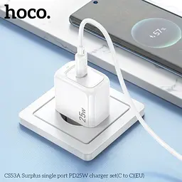 Сітчастий зарядний пристрій HOCO CS53A Surplus port PD25W charger set(C to C) білий - мініатюра 5