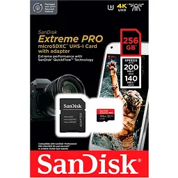 Карта пам'яті SanDisk microSDXC 256GB UHS-I Extreme Pro U3 V30 A2 + SD Adapter (SDSQXCD-256G-GN6MA) [100880] - мініатюра 5