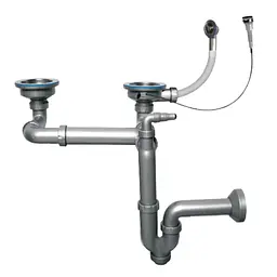 Сифон для керамічної мийки Bakimay PL 1197 подвійний 3 1/2" клапан-автомат 30412