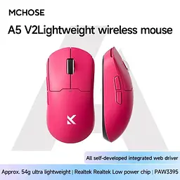 Ігрова бездротова миша MCHOSE A5 v2 Ultra / Сенсор PAW3395 / Три режими підключення / 26 000 DPI / Pink - мініатюра 2