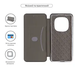 Чехол-книжка для Xiaomi Redmi Note 15 Pro 4G, G-Case, серый, кожаный чехол-книжка из экокожи (PU) и TPU, с магнитом, с подставкой и вместительным кардхолдером, противоударный, защита всего корпуса, ArmorStandart (ARM89971) - мініатюра 3