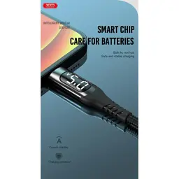 Дата кабель USB 2.0 AM to Lightning 1.0m 2.4A LED black XO (NB162-L-1-BK) - мініатюра 5