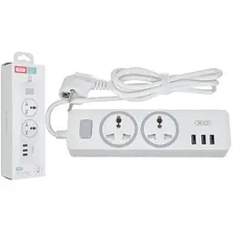 Мережевий фільтр XO WL04 подовжувач 2 розетки 3 USB 1.8 м білий - мініатюра 2