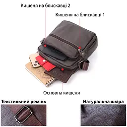 Сумка чоловіча Vintage 20687 шкіряна коричнева - мініатюра 8