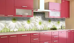 Вініловий кухонний фартух Ромашки і Бамбук наклейка для кухні ПВХ великі Квіти Жовтий Happy Pocket Z181880 - мініатюра 2