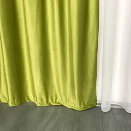 Оксамитові штори салатового кольору 2шт. 150х270 з білим шифоновим тюлем 400х270, на тасьмі ALBO pbe0052691 - мініатюра 8