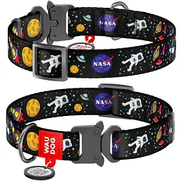 Нашийник для собак Waudog Nylon NASA, з QR паспортом, металева пряжка-фастекс, S, 23-35х1,5 см - мініатюра 3