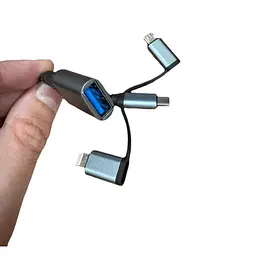 Дата кабель OTG USB 3.0 AF to USB-C + Micro 5P + Lightning 0.11m 60W XoKo (XK-AC-155) - мініатюра 4