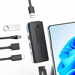 Хаб 6-в-1 для Surface Pro 9 з HDMI 4K, LAN, USB 3.0, PD 100W