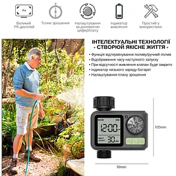 Програмований таймер подачі води XON WaterTimer X342 для поливу (XWTDB152401B 7737) Чорний - мініатюра 3