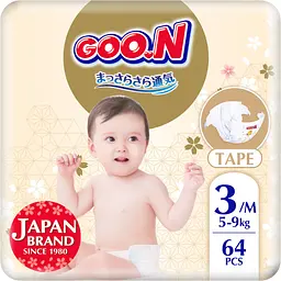 Упаковка підгузків для дітей Goo.N Premium Soft 3 М (5-9 кг) на липучках унісекс 128 шт. (64 шт. х 2 шт.) - мініатюра 2