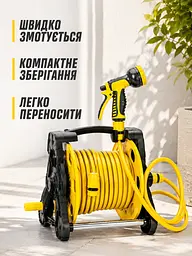 Гнучкий садовий шланг 15 м на котушці з пістолетом-розпилювачем жовтий (49675879), 15 м - мініатюра 5