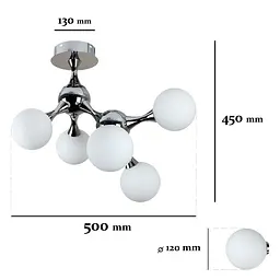 Потолочна люстра LED Levistella 7529817-5 CR+WH, 5 плафонів, G9, хром, білий, сучасний стиль для дому - мініатюра 2