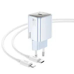 МЗП Hoco N47 Glorious PD30W (1USB-C) + кабель Type-C to Lightning Blue - мініатюра 2