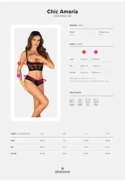 Комплект білизни Obsessive Amoria otwarty XS/S чорний - мініатюра 7