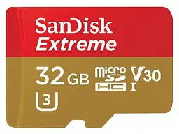 Карта памяти SanDisk Extreme Action microSDHC UHS-I U3 A1 + SD Adapter 32 GB (SDSQXAF-032G-GN6AA)