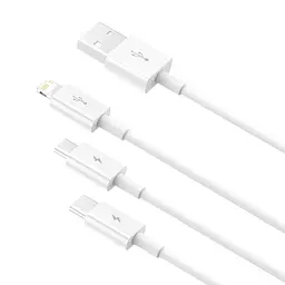 USB Baseus Superior Series Fast Charging Data Cable USB M+L+C 3.5A 0.5m білий P10320105221-01 - мініатюра 4