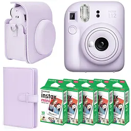Набор камера Fujifilm Instax Mini 12, Фотобумага 50 шт, Чехол, Фотоальбом 108 фото Фиолетовый