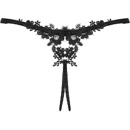 Прозорі стрінги з доступом Obsessive Celia Noir crotchless Thong M/L - мініатюра 6