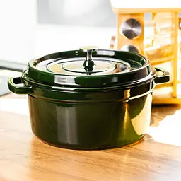 Кокотниця чавунна емальована 2 л, малахіт Yongkang HP-FLG-8 green - мініатюра 2