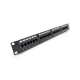 Патч-панель PiPo 24 порти UTP кат 5Е 19" 1U неекранована чорна Q25 (73-00884) - мініатюра 1
