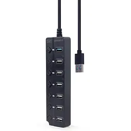 USB-Хаб Gembird 7 портiв (6хUSB2.0+1хUSB3.0) UHB-U3P1U2P6P-01, пластик, чорний (UHB-U3P1U2P6P-01) - мініатюра 2