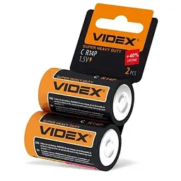 Батарейка C (R14), сольова, Videx Excellent!, 2 шт, 1.5V, Shrink (R14P/C 2pcs SHRINK CARD)